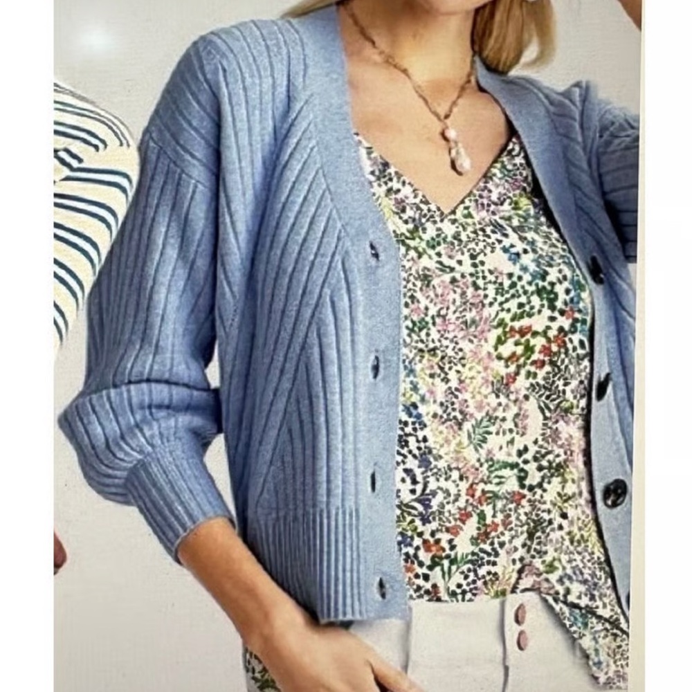 CAbi Scenic Baby Blue Ribbed Cardigan Sweater - Picture 2 of 8